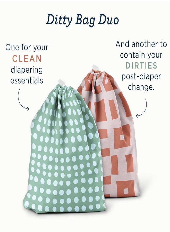 Esembly Ditty Bag Duo - Reusable Waterproof Wet Bags for Cloth Diapers, Swimsuits, Toiletries, and Snacks, Set of 2 - Buds + Gingham - Image 3